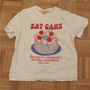 "Eat Cake" White Short Sleeve Tee